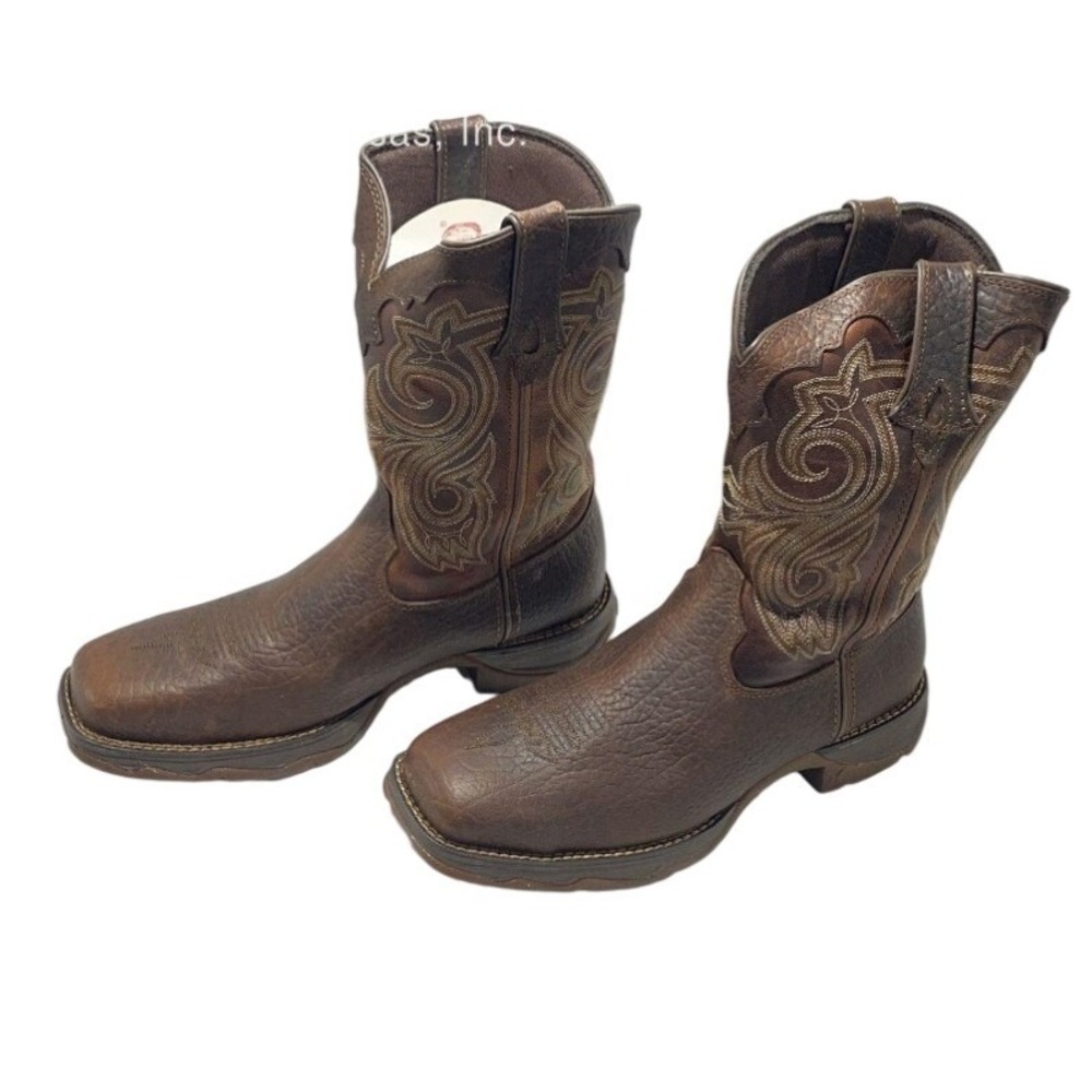Durango Womens 10in Western Dark Brown Leather Boots RD3315 Square Toe EH Rated